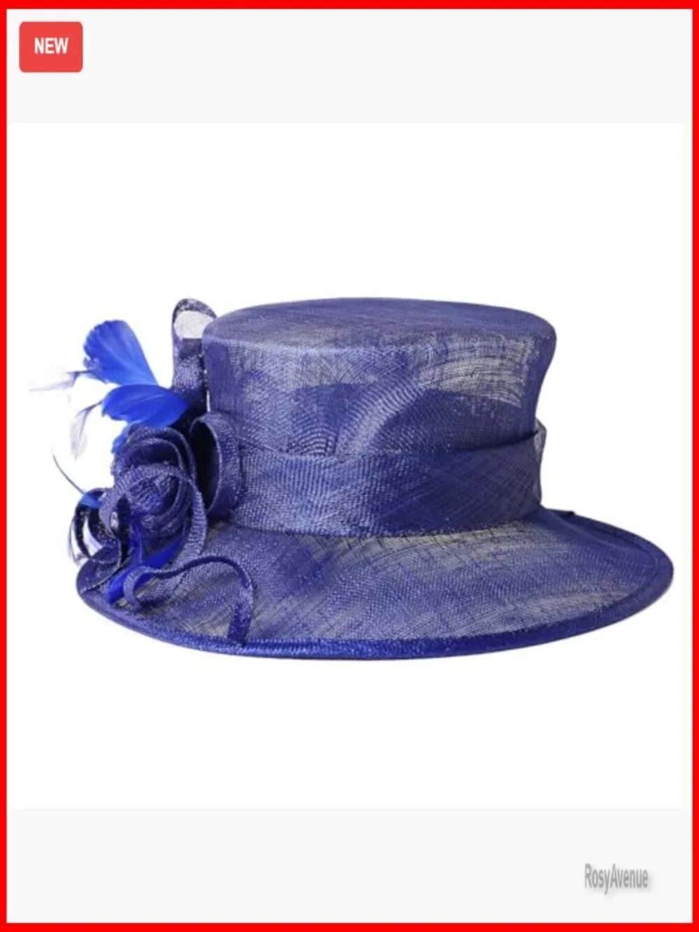 Adjustable Sinamay Derby Hat with Feather and Floral Accents for Weddings